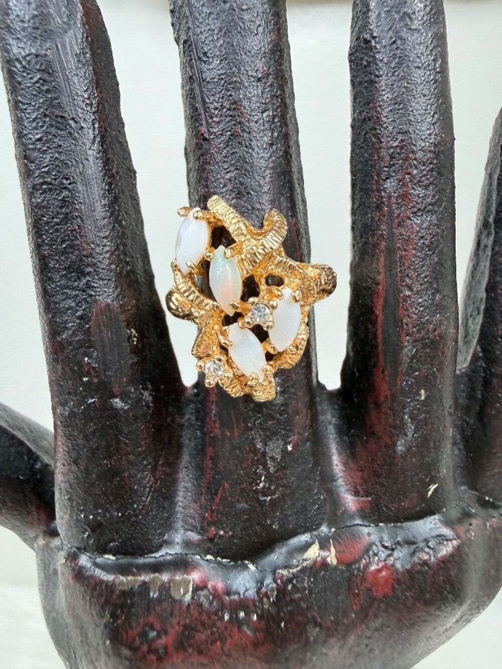 Vintage Opal Cluster Gold Tone Ring w/ tag Size 6.5